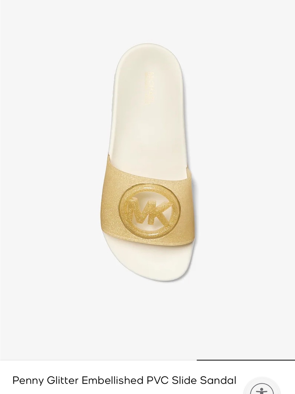 Michael Kors Gold and Cream Glitter Logo Slide